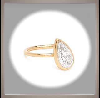 3.00 Ct  Pear Cut Diamond Bezel Set Solitaire Engagement Ring VS1 E  *IGI Certified  *** By Chelsea Leigh and Company
