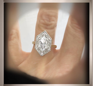 1.60 Ct Victorian Era Vintage Antique Style ROSE Cut Dutch Marquise  Diamond Engagement Ring   *** By Chelsea Leigh and Company