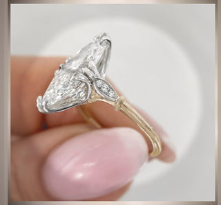 3.10 Ct. Edwardian Antique Vintage Style Platinum and 14K Yellow Gold Engagement Ring  Moval Center Diamond *** By Chelsea Leigh & Company