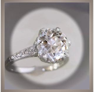 RARE * Circa 1920 Style Platinum Antique Tiffany Style Engagement Ring *** 2.00 Ct European Cut Round Diamond *** By Chelsea Leigh & Company