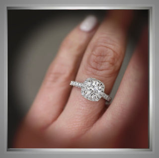 ON SALE***1.60 Ct Cushion Shaped Halo with Brilliant Cut Round Diamond Engagement Ring VS1 E