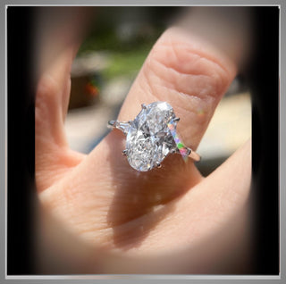 On Sale ***4.00 Ct   Brilliant Cut Oval  Diamond Ring W/ Baguettes  **By Chelsea Leigh and Company
