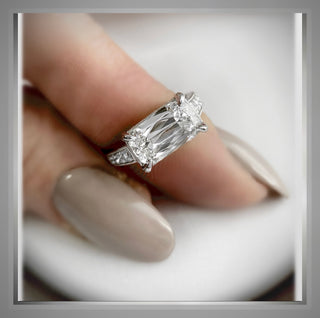 2.25 Ct  Cushion Cut Diamond EAST WEST  Vintage Style Solitaire  VS1 14K  & Platinum *** By Chelsea Leigh and Company