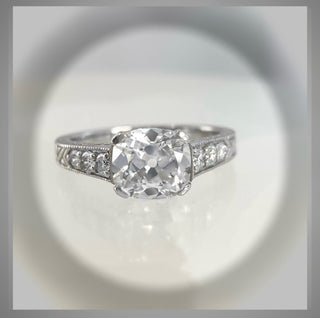 2.50 Ct Edwardian Antique Vintage  Style Old Mine Cut Diamond  Ring Platinum Circa 1920  *** By Chelsea Leigh and Company