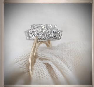 1.60 Ct Victorian Era Vintage Antique Style Dutch Marquise  Diamond Engagement Ring in 14K and Platinum  *** By Chelsea Leigh and Company
