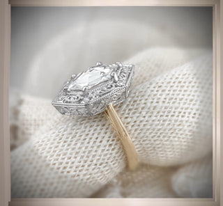 1.60 Ct Victorian Era Vintage Antique Style ROSE Cut Dutch Marquise  Diamond Engagement Ring   *** By Chelsea Leigh and Company