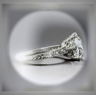 RARE * Circa 1920 Style Platinum Antique Tiffany Style Engagement Ring *** 2.00 Ct European Cut Round Diamond *** By Chelsea Leigh & Company