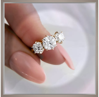 3 Carat Old Mine/Old European Cut 3 Stone Antique Vintage Style  Diamond Ring OMC & OEC  *** By Chelsea Leigh and Company