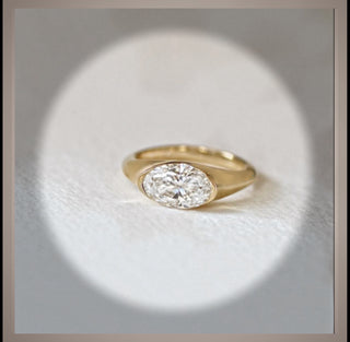 1.50 Ct Oval Cut Diamond East West Bezel Set Solitaire  Engagement / Signet Ring   *IGI Certified  *** By Chelsea Leigh and Company