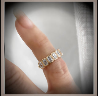 7 Emerald Cut Diamond Demi Band… Half Eternity Band *** By Chelsea Leigh and Company