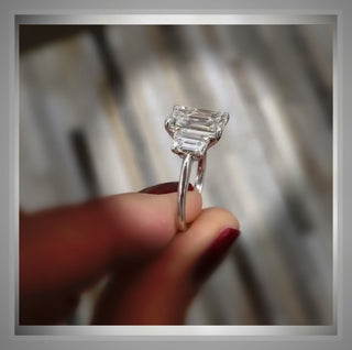 On Sale ***4.50 Ct Emerald Cut Diamond Ring W/ Trapezoids  VVS2 *** By Chelsea Leigh and Company