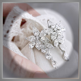 6.50 Carat Diamond Cluster Dangle Drop Earrings  Platinum Wedding / Bridal Earrings Special Occasion Earrings by Chelsea Leigh & Company