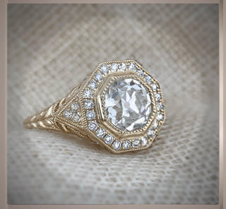 3.65 Carat  Antique Art Deco Vintage Style  Octogon  Old European Cut Diamond Engagement Ring *** By Chelsea Leigh and Company