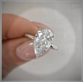 On SALE *** 4.00 Ct   Brilliant Cut Pear Diamond 3 Prong  Solitaire Engagement PLATINUM Ring *** By Chelsea Leigh and Company
