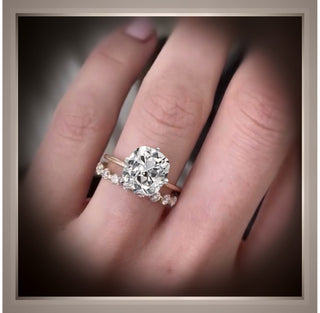 On SALE***3.15 Ct Cushion Cut Diamond Solitaire  Compass set Engagement Ring  VS1 F 14K & Platinum**By Chelsea Leigh and Company