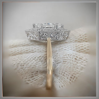 1.60 Ct Victorian Era Vintage Antique Style Dutch Marquise  Diamond Engagement Ring in 14K and Platinum  *** By Chelsea Leigh and Company