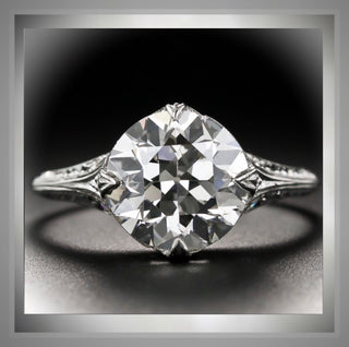 On SALE ***2.40 Ct. Edwardian  Antique Vintage Style Platinum Filigree Milgrain  Engagement Ring *** By Chelsea Leigh and Company