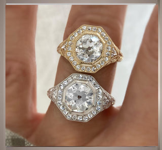 3.65 Carat  Antique Art Deco Vintage Style  Octogon  Old European Cut Diamond Engagement Ring *** By Chelsea Leigh and Company