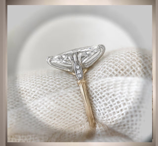 3.10 Ct. Edwardian Antique Vintage Style Platinum and 14K Yellow Gold Engagement Ring  Moval Center Diamond *** By Chelsea Leigh & Company