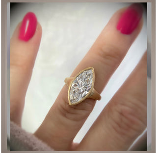On Sale *** 4.00 Ct  Marquise Cut Diamond Bezel Set Solitaire Engagement Ring VS1 *IGI Certified  *** By Chelsea Leigh and Company