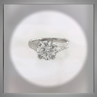 On SALE *** 2.25 Carat Antique Edwardian Vintage Style Round Diamond Engagement Ring *** By Chelsea Leigh and Company
