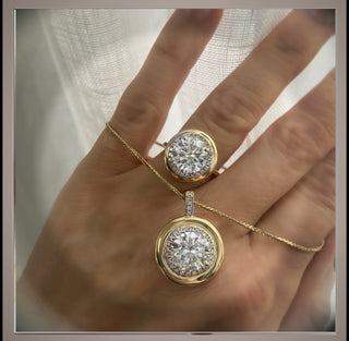 On SALE *** 3.20 Carat Round  Diamond Button Pendant with Halo     *** By Chelsea Leigh and Company