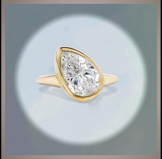 3.00 Ct  Pear Cut Diamond Bezel Set Solitaire Engagement Ring VS1 E  *IGI Certified  *** By Chelsea Leigh and Company