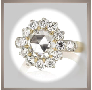 3.50 Ct. Antique  Vintge Style Rose Cut Edwardian / Belle Époque Gold and Platinum Ring VS1 F  ***  By Chelsea Leigh and Company
