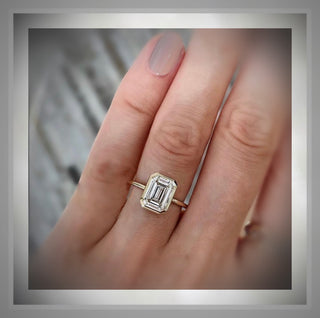 3.00 Ct Emerald Cut Diamond Bezel Set Solitaire Engagement Ring VS1 F  *IGI Certified  *** By Chelsea Leigh and Company
