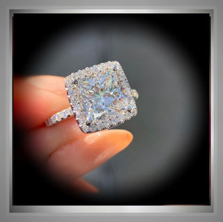 2.90 Ct Princess Shaped Halo with Princess Cut Diamond Engagement Ring VS2  *** By Chelsea Leigh and Company