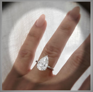 On SALE *** 4.00 Ct   Brilliant Cut Pear Diamond 3 Prong  Solitaire Engagement PLATINUM Ring *** By Chelsea Leigh and Company