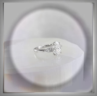 1.70 Carat Three Stone Oval Diamond Engagement Ring With Pear Diamond side Diamonds   VS1 E *** By Chelsea Leigh and Company