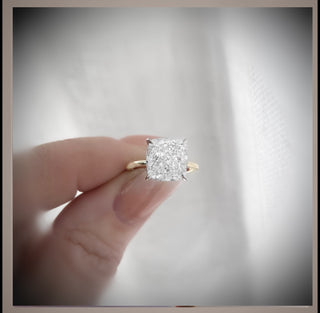4.00 Ct Cushion Cut Diamond Solitaire Engagement Ring   14K & Platinum *** By Chelsea Leigh and Company