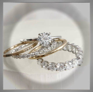 2 Ring Set On Sale *** 1.52 Ct  VS1 E Brilliant Cut Diamond Solitaire 2 Ring Set 14K *** By Chelsea Leigh and Company
