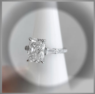 SALE*** 4.15 Ct  Radiant Cut  Diamond Engagement Ring with Baguettes  *** By Chelsea Leigh and Company