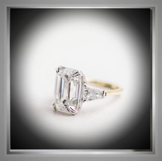 On SALE *** 4.50 Ct Emerald Cut Diamond Engagement Ring with Tapered Baguettes  VVS *** By Chelsea Leigh and Company