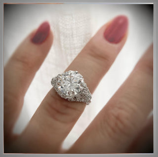 4.62 Ct. Edwardian Style Platinum Engagement Ring By Chelsea Leigh and Company