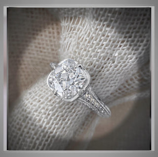 2.75 Ct Old Mine cut Diamond Antique Vintage Style  Engagement Ring  ** By Chelsea Leigh & Company