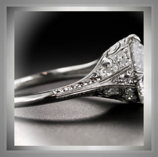 On SALE ***2.40 Ct. Edwardian  Antique Vintage Style Platinum Filigree Milgrain  Engagement Ring *** By Chelsea Leigh and Company