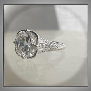 3.75 Ct Old Mine cut Diamond Antique Vintage Style  Engagement Ring  ** By Chelsea Leigh & Company
