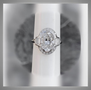 ON SALE *** 4.00 Ct Art Deco Antique Vintage Style Oval Diamond Halo  Engagement Ring Circa 1935 Style  *** By Chelsea Leigh and Company