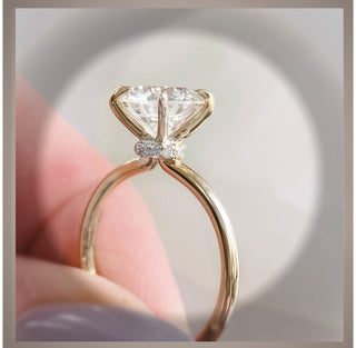 On Sale *** 2.10 Ct Brilliant Cut Round Diamond Solitaire with Diamond Collar Engagement Ring 14K  *** By Chelsea Leigh and Company