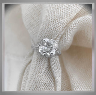 3.75 Ct Old Mine cut Diamond Antique Vintage Style  Engagement Ring  ** By Chelsea Leigh & Company