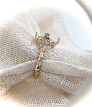 3.50 Ct Pear cut Diamond Edwardian Antique Vintage Style Engagement Ring *** 14K Yellow Gold *** By Chelsea Leigh and Company