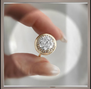 On SALE ***3.65 Carat Round  Diamond Button Ring with Halo Engagement Ring    *** By Chelsea Leigh and Company