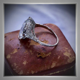 QUICK SHIP *** 2.60 Ct Pear cut Diamond Edwardian Vintage  Style Engagement Ring VS1 Platinum *** By Chelsea Leigh and Company
