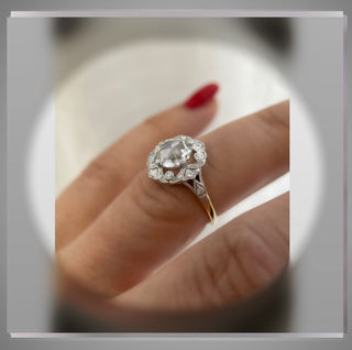 On SALE ***1.75 Ct. Antique Style Rose Cut Edwardian / Belle Époque Gold and Platinum Ring  *** By Chelsea Leigh and Company