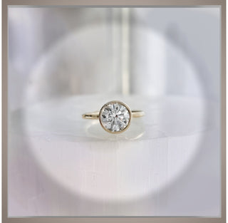2.10 Ct. Bezel Set Round Diamond Engagement Ring  14KYG *** By Chelsea Leigh and Company