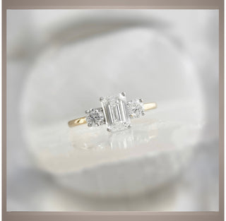 1.09 Carat Ct Emerald Cut Diamond Ring W/ Rounds  By Chelsea Leigh and Company