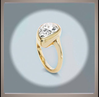 3.00 Ct  Pear Cut Diamond Bezel Set Solitaire Engagement Ring VS1 E  *IGI Certified  *** By Chelsea Leigh and Company